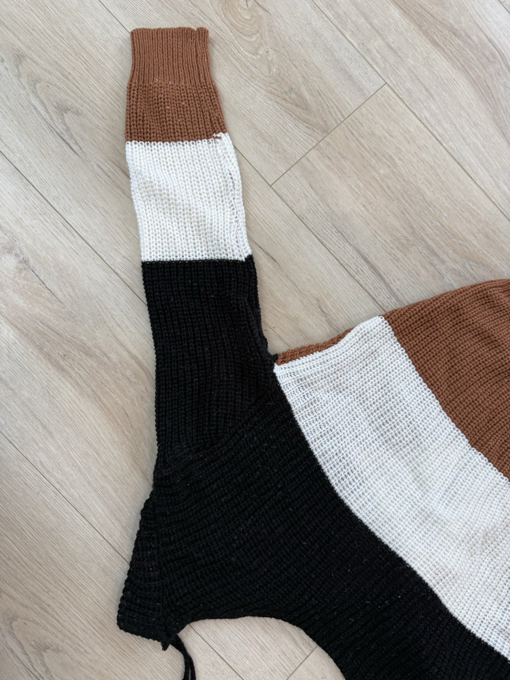 Love By Chesley Women's Knit Faux Wrap Sweater Black/Brown/White Size Medium