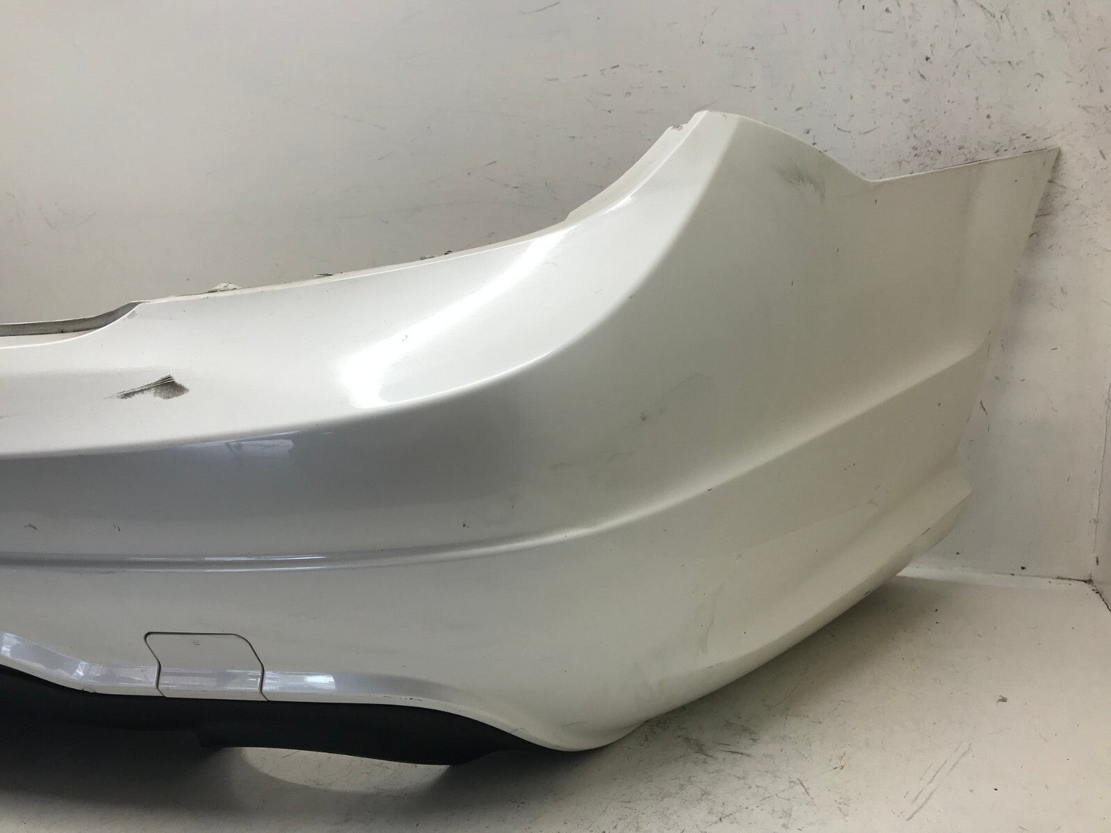 Rear Bumper Cover White 12-14 Mercedes W204 C250 Sport AMG w/Sensor Holes OEM