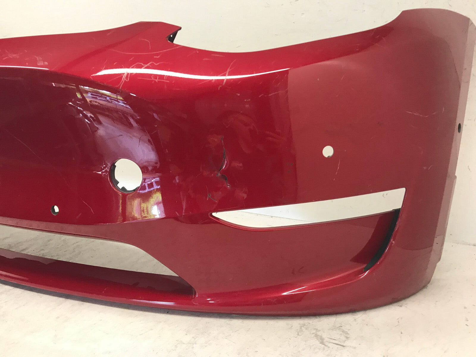 Front Bumper Cover Red 2020-2022 Tesla Model Y Long Range w/Sensor Holes OEM
