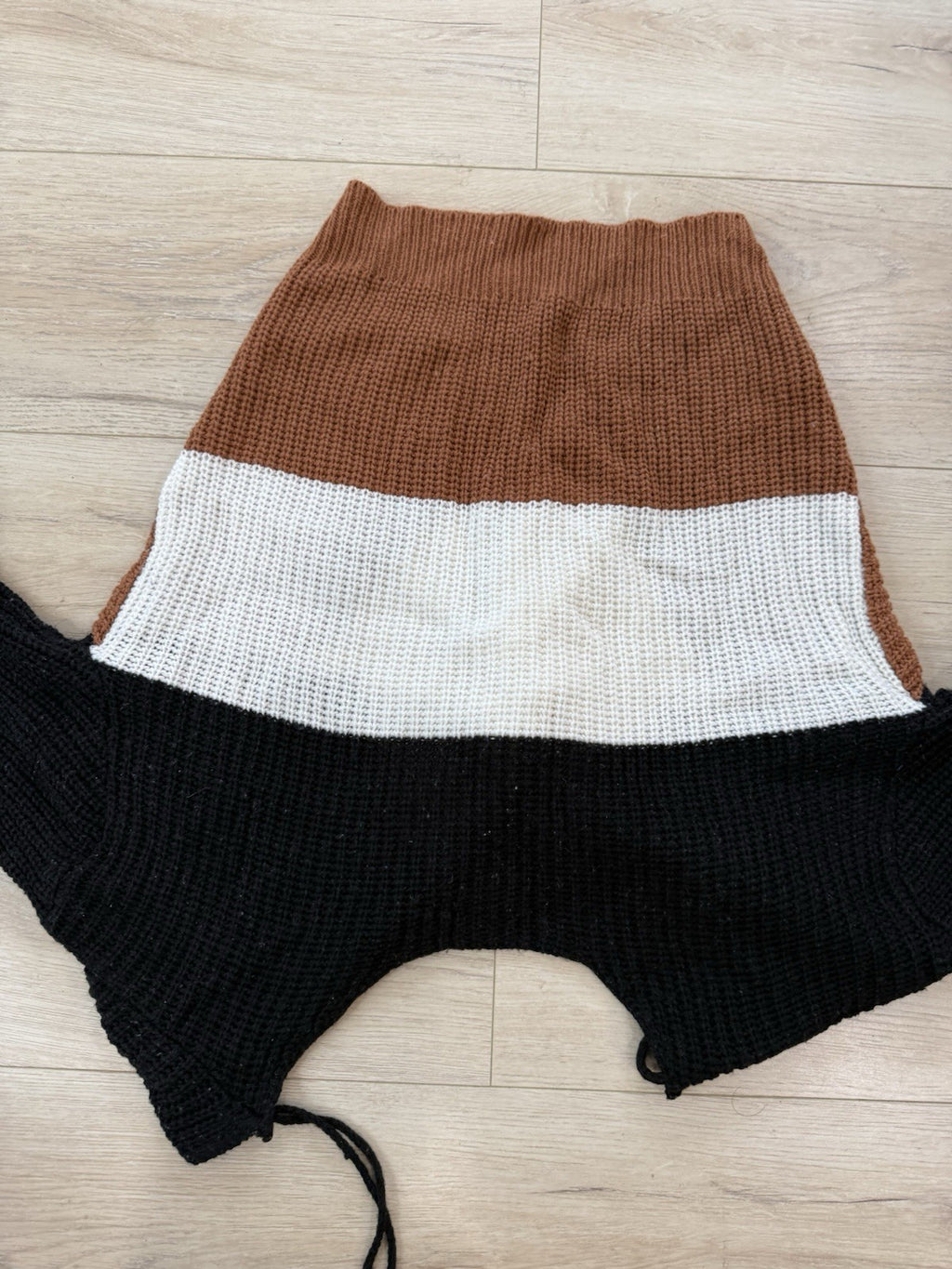 Love By Chesley Women's Knit Faux Wrap Sweater Black/Brown/White Size Medium