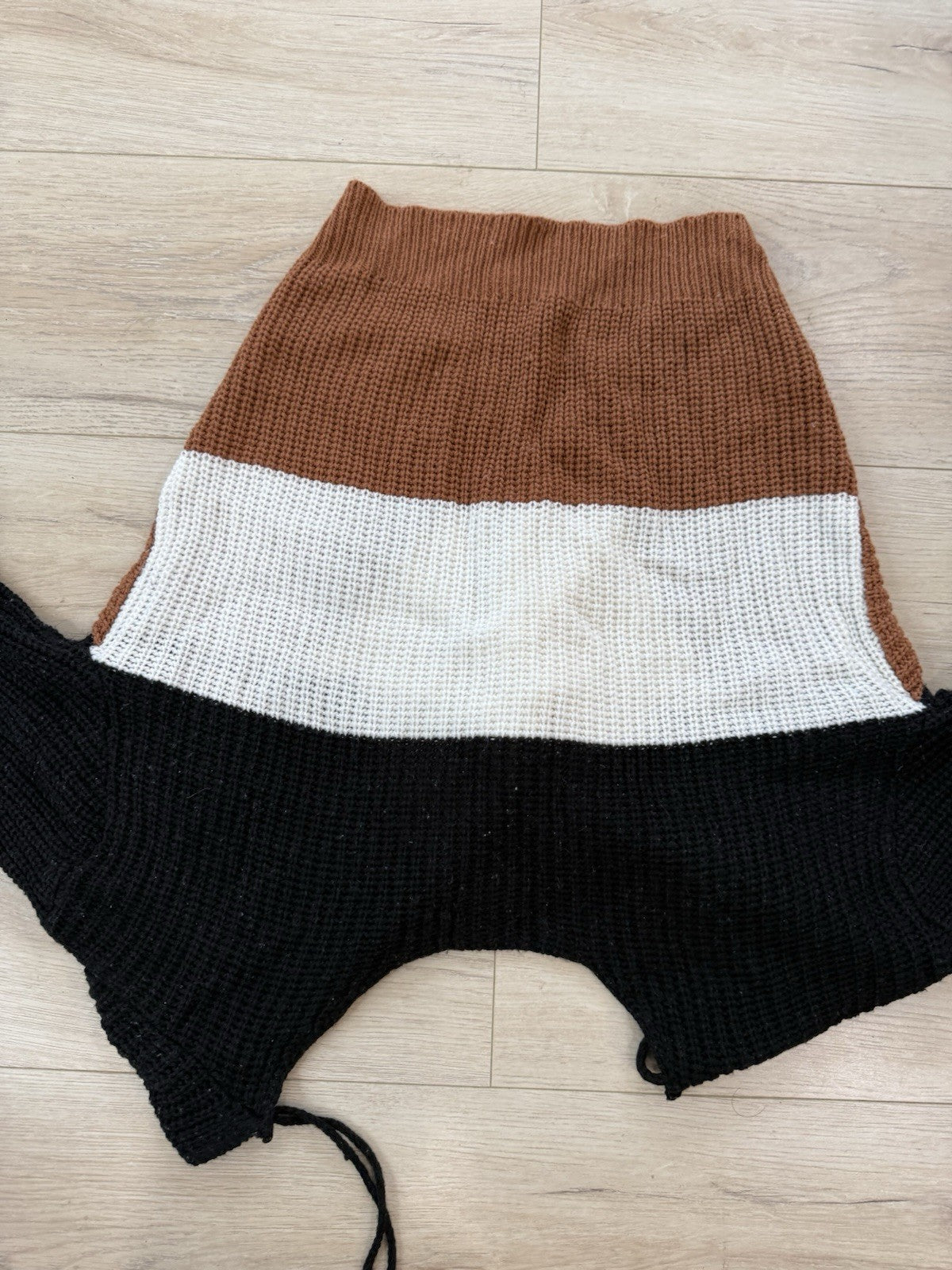 Love By Chesley Women's Knit Faux Wrap Sweater Black/Brown/White Size Medium