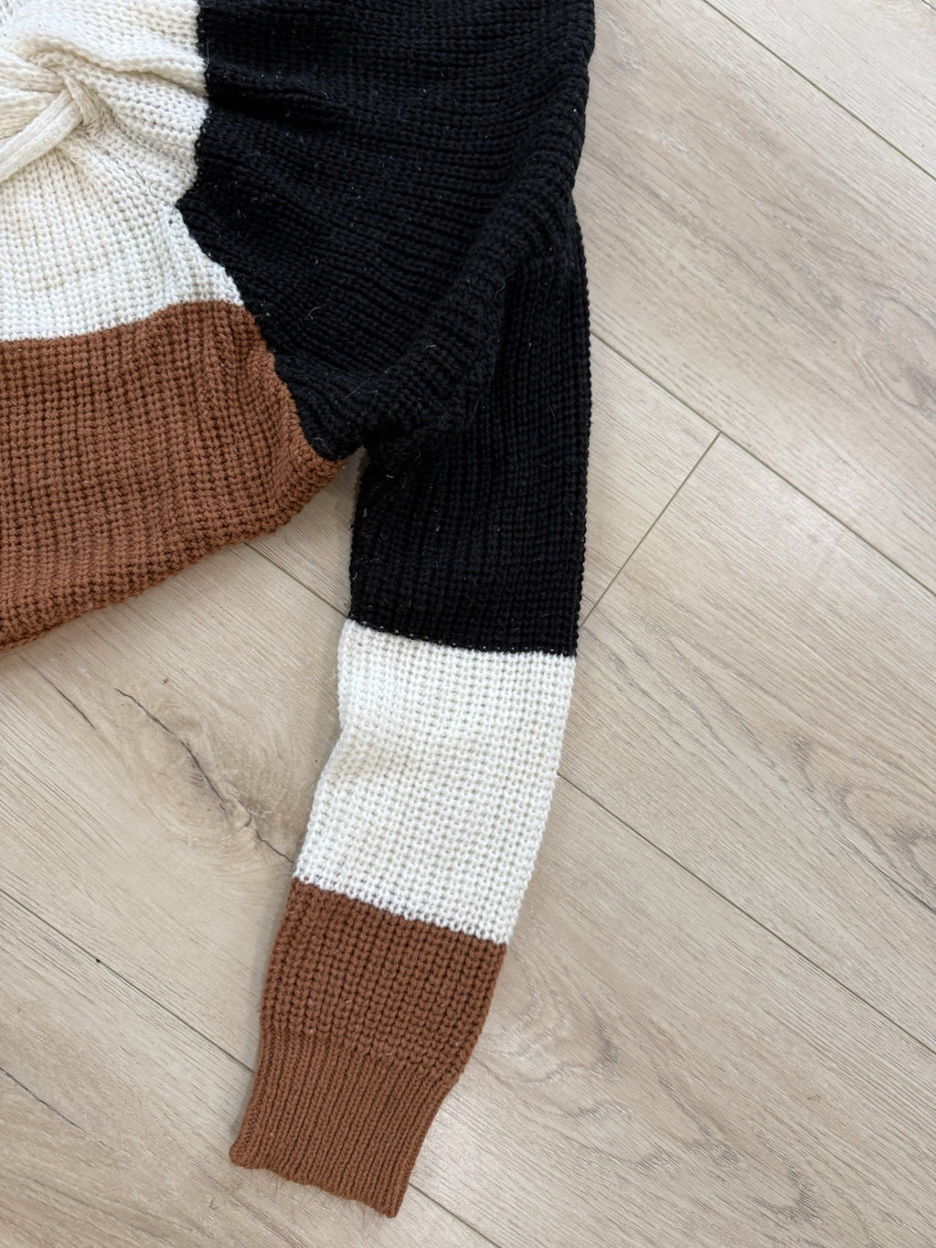 Love By Chesley Women's Knit Faux Wrap Sweater Black/Brown/White Size Medium
