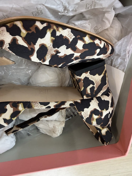 CAbi 6020 Kiki Ankle Strap Leopard Print Shoes Women's Size 9 Tan Brown Animal
