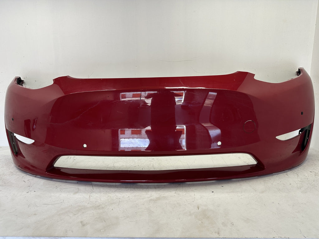 Front Bumper Cover Red 2020-2021 Tesla Model Y W/Sensor Holes 1493745-00-A OEM