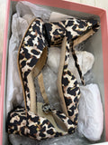 CAbi 6020 Kiki Ankle Strap Leopard Print Shoes Women's Size 9 Tan Brown Animal