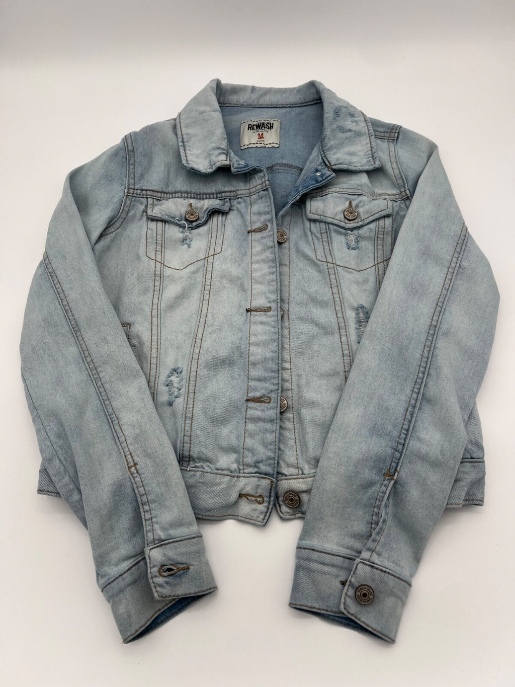 Rewash Women’s Light Wash Denim Jacket Size M Casual Jean Button Front