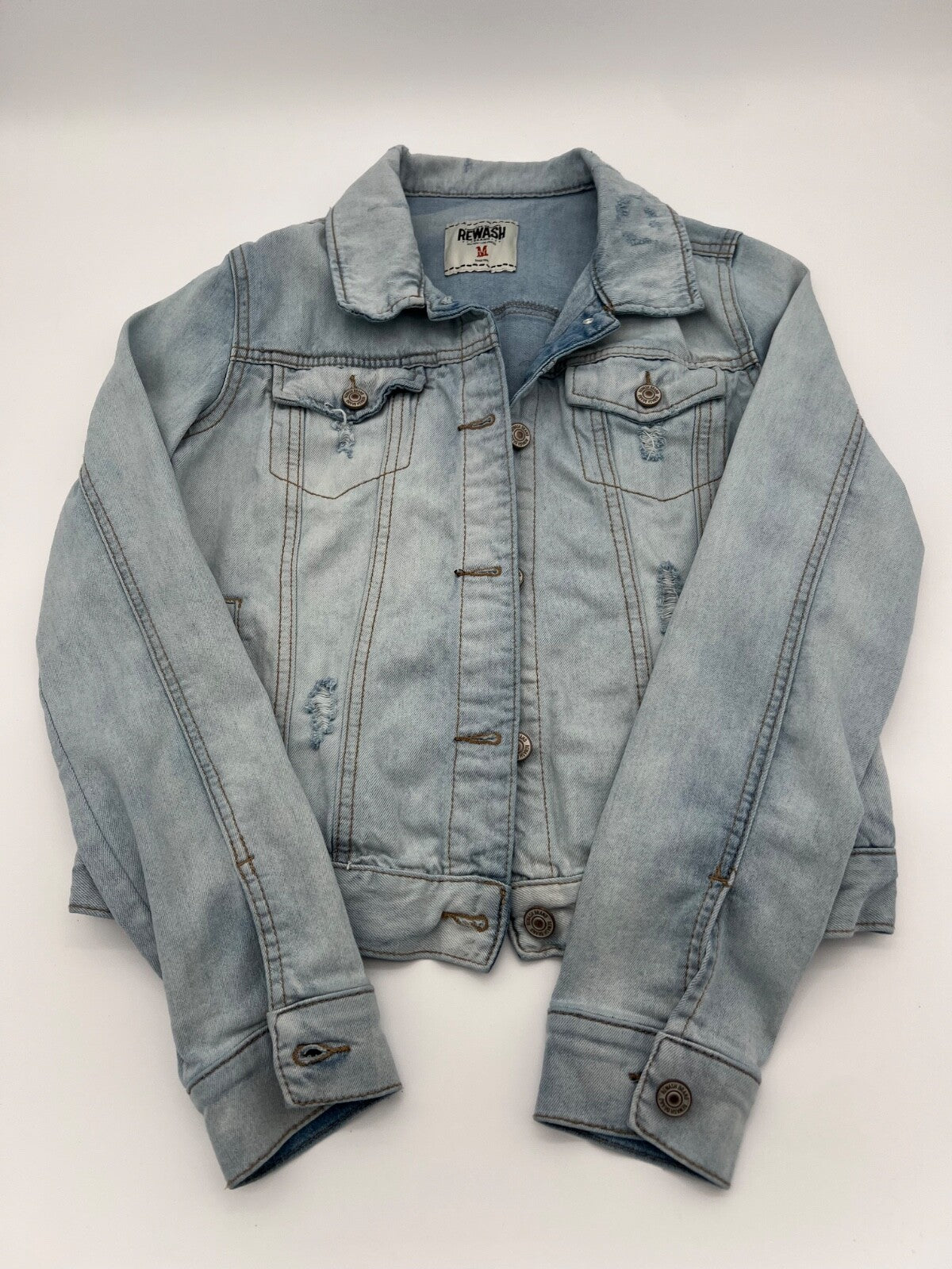Rewash Women’s Light Wash Denim Jacket Size M Casual Jean Button Front