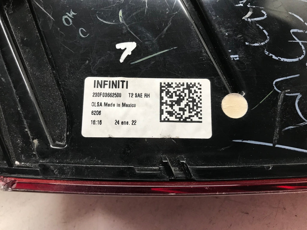Tail light Damaged Passenger RH Right 2019 - 2023 Infiniti Qx50 265505NA1A OEM