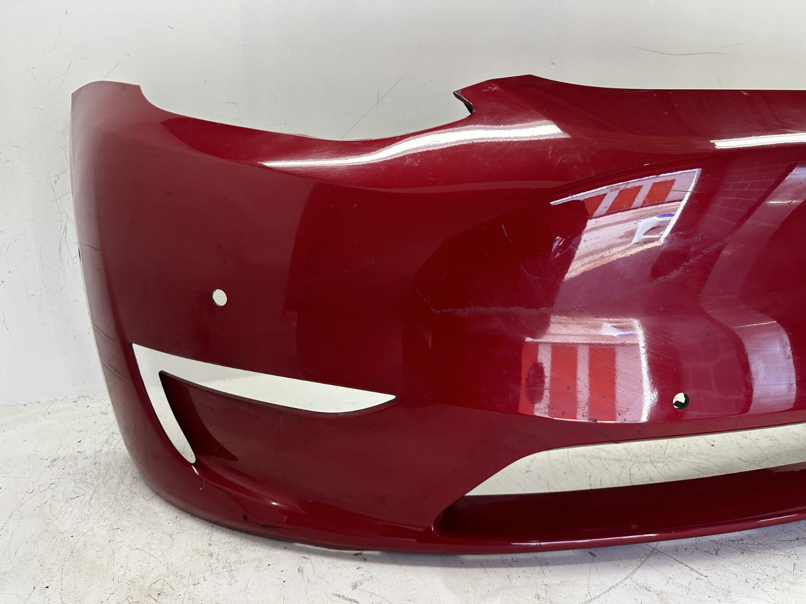 Front Bumper Cover Red 2020-2021 Tesla Model Y W/Sensor Holes 1493745-00-A OEM