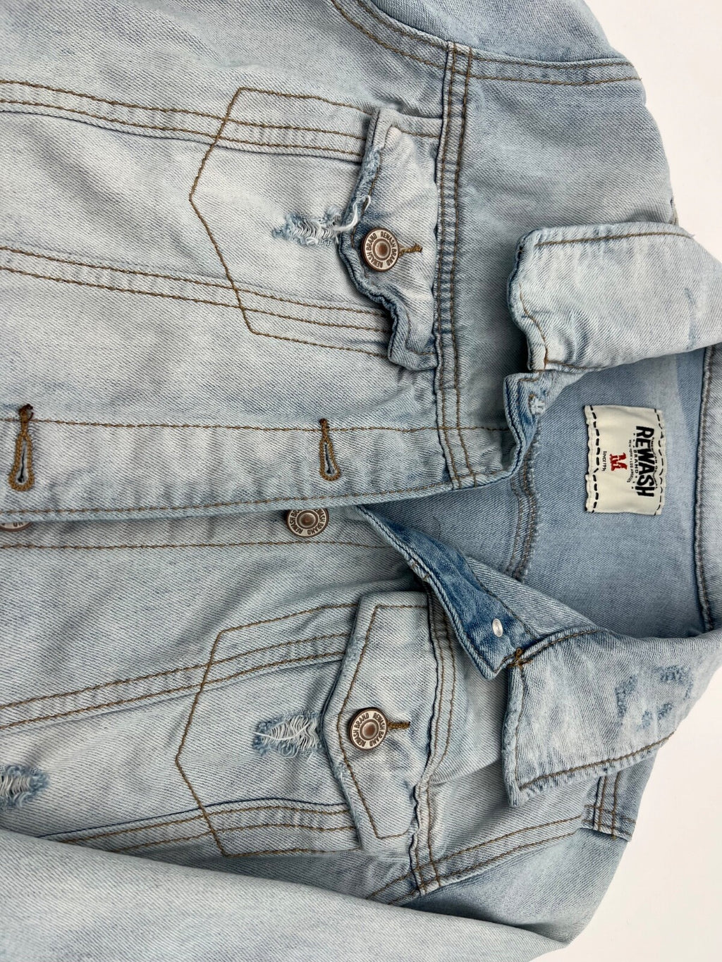 Rewash Women’s Light Wash Denim Jacket Size M Casual Jean Button Front