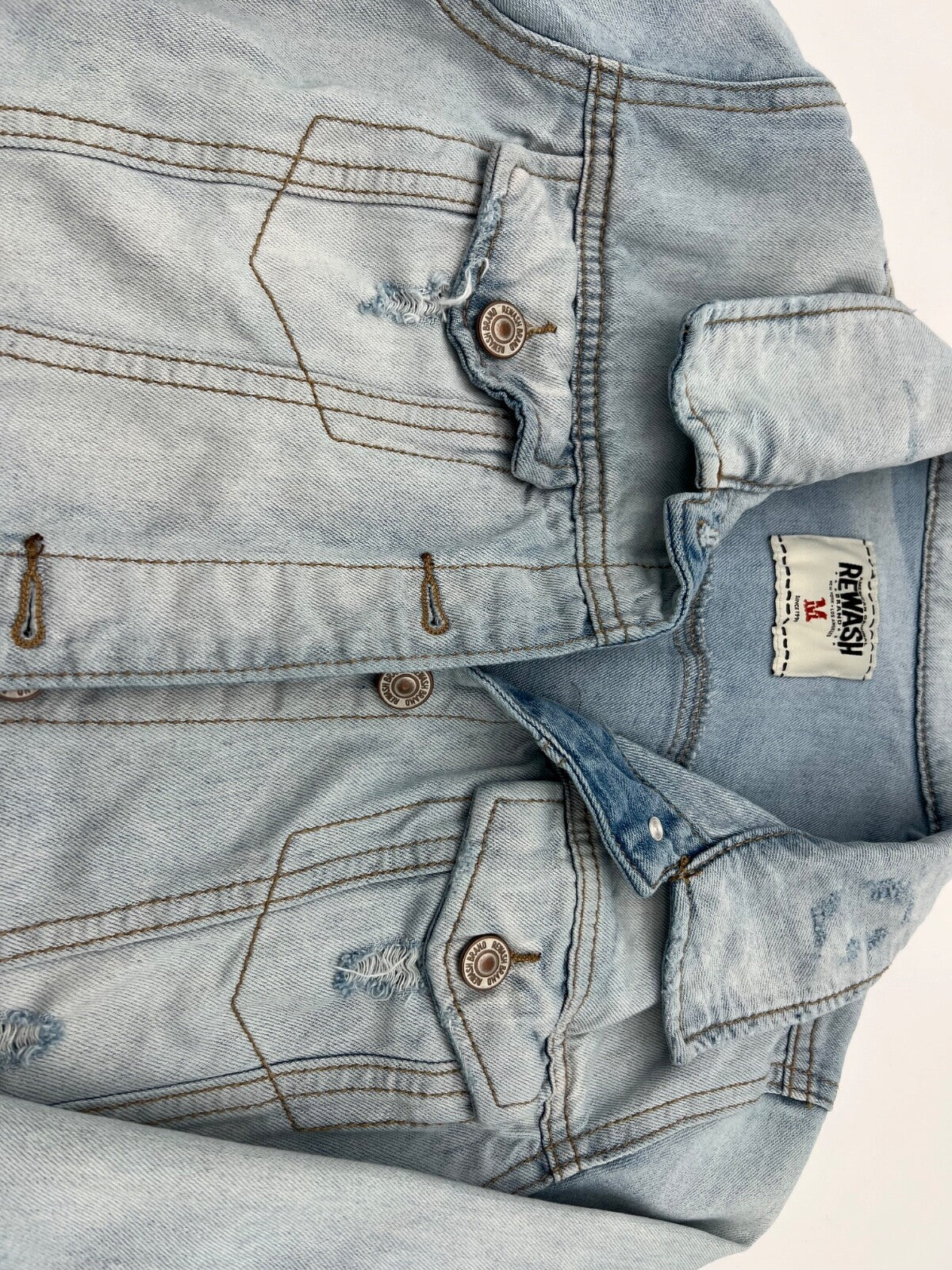 Rewash Women’s Light Wash Denim Jacket Size M Casual Jean Button Front