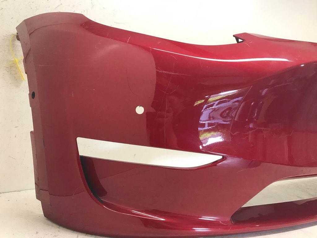 Front Bumper Cover Red 2020-2022 Tesla Model Y Long Range w/Sensor Holes OEM
