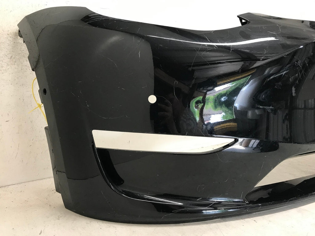 Front Bumper Cover Black 2020-2022 Tesla Model Y Long Range w/Sensor Holes OEM