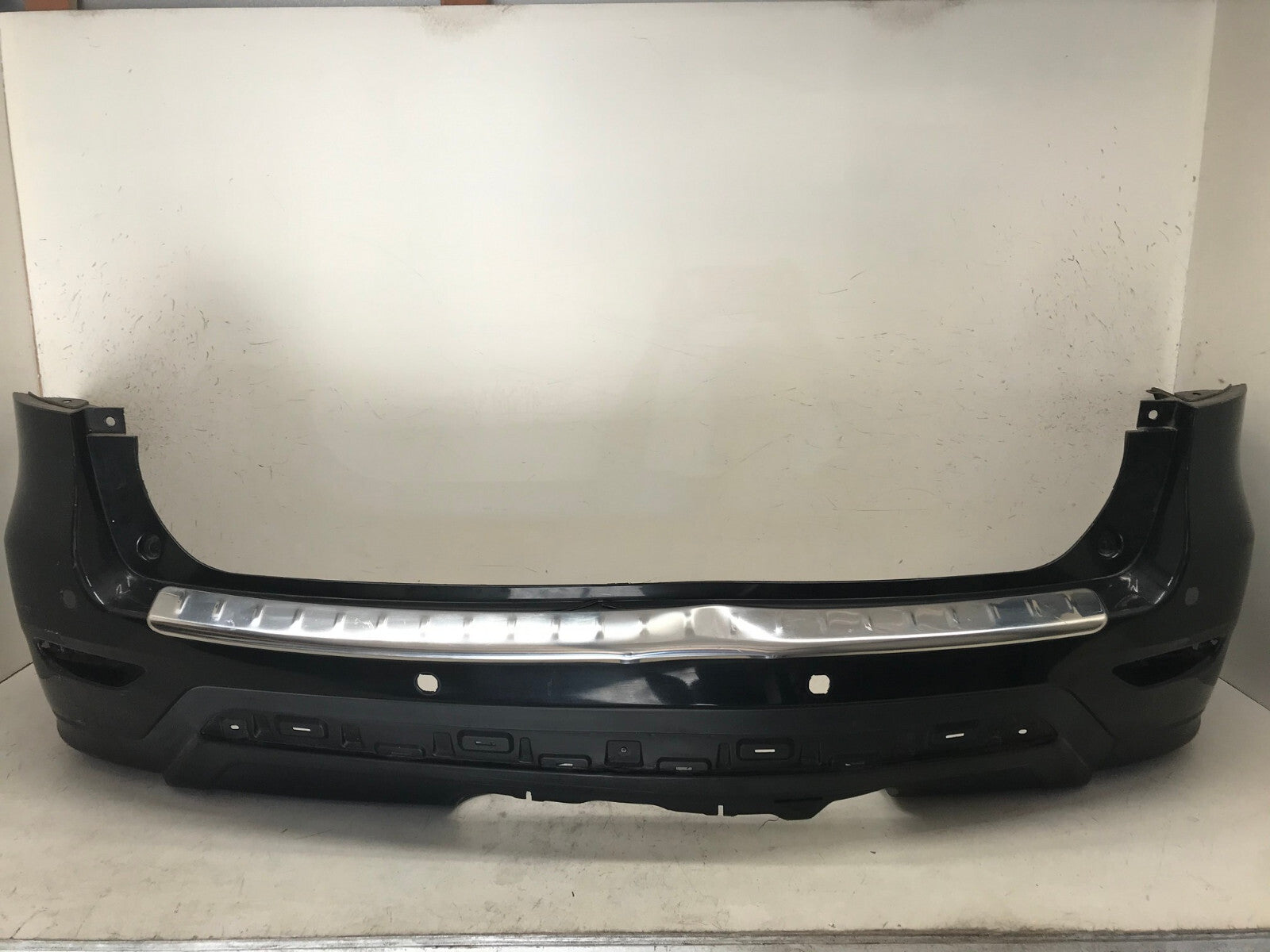 Rear Bumper Cover Black Nissan Pathfinder S SL Platinum 13-16 w/Sensor Holes OEM