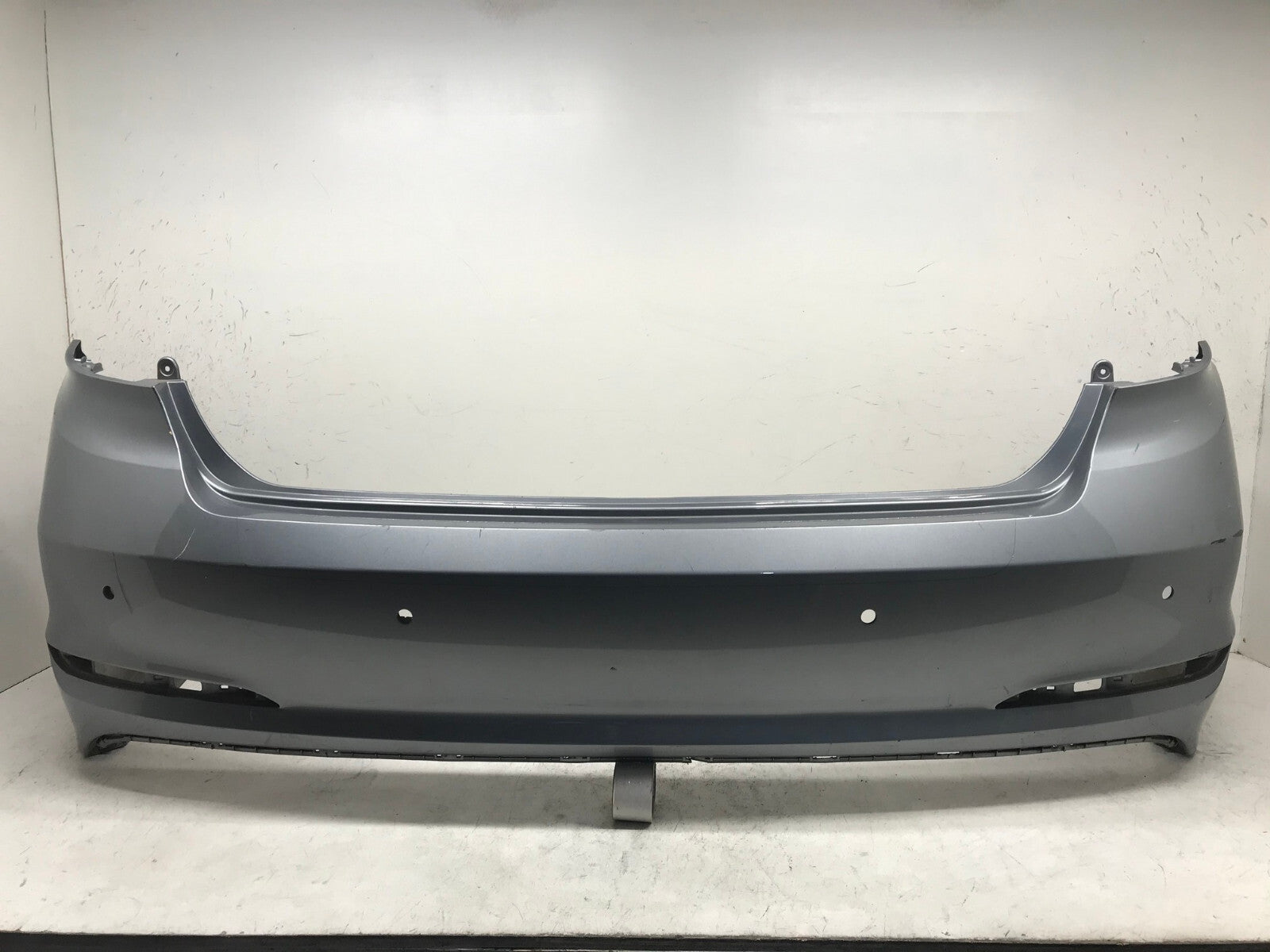 Rear Bumper Cover Silver Hyundai Sonata SE/ECO/Sport 15-2017 w/Sensor Holes OEM