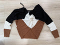 Love By Chesley Women's Knit Faux Wrap Sweater Black/Brown/White Size Medium