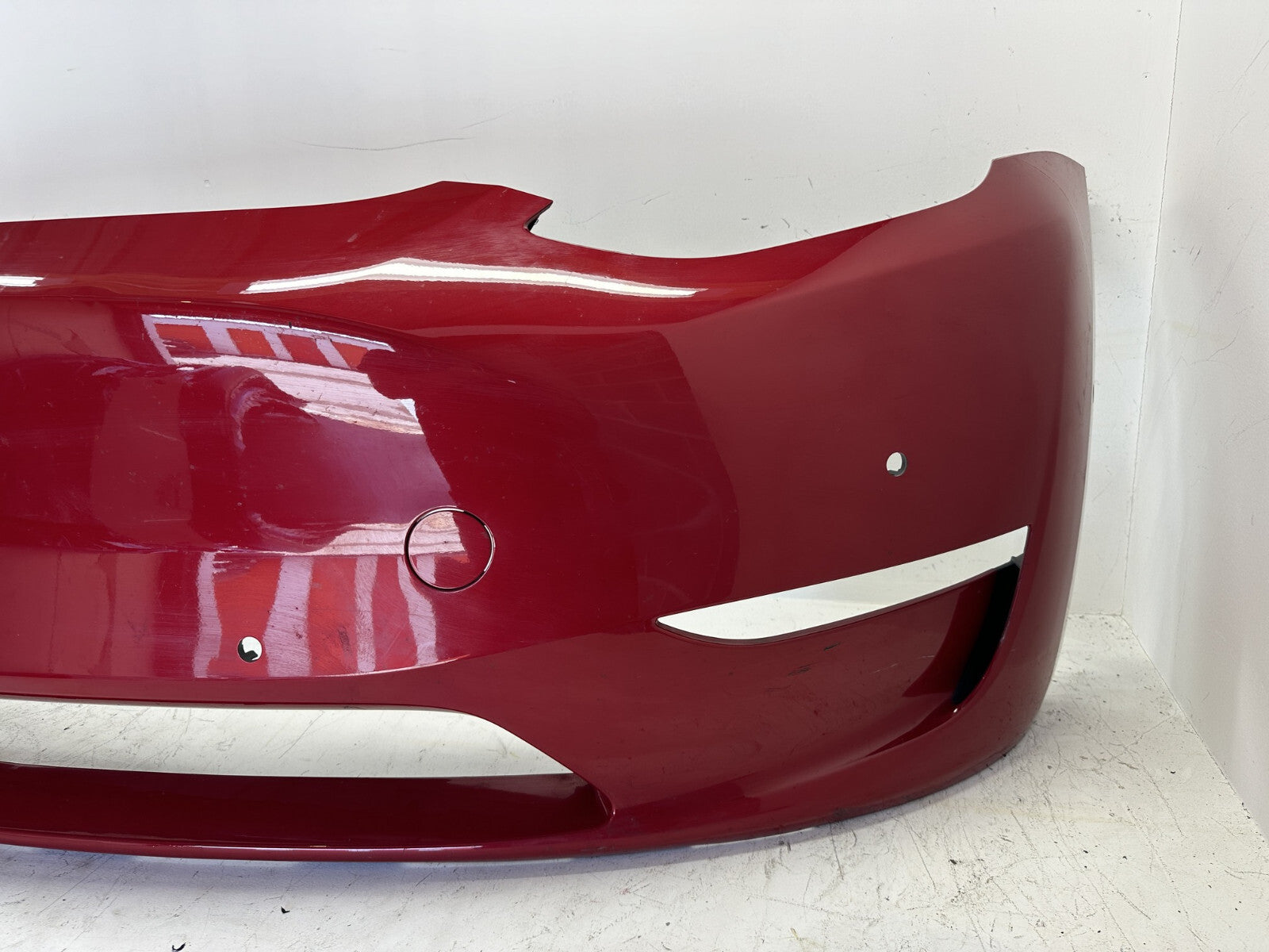 Front Bumper Cover Red 2020-2021 Tesla Model Y W/Sensor Holes 1493745-00-A OEM